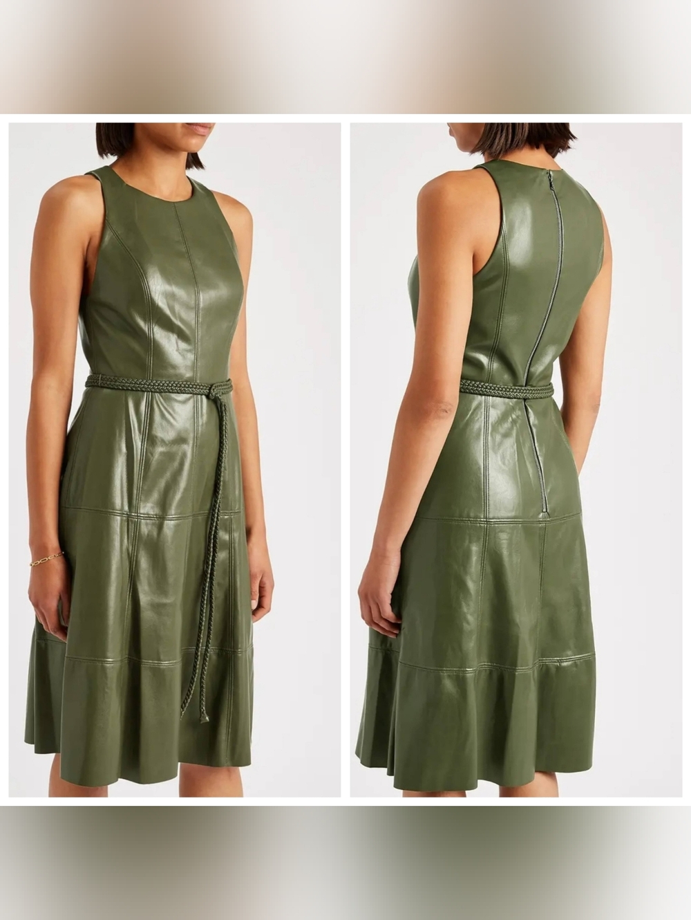Alice + Olivia Leandra Faux Leather Fit-and-Flare Dress Size 4 - Picture 5 of 16